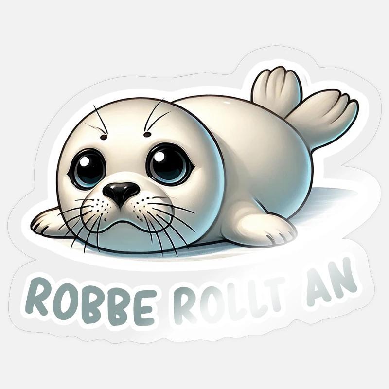 Robbe rollt an Sticker Größe S (10 x 10 cm)