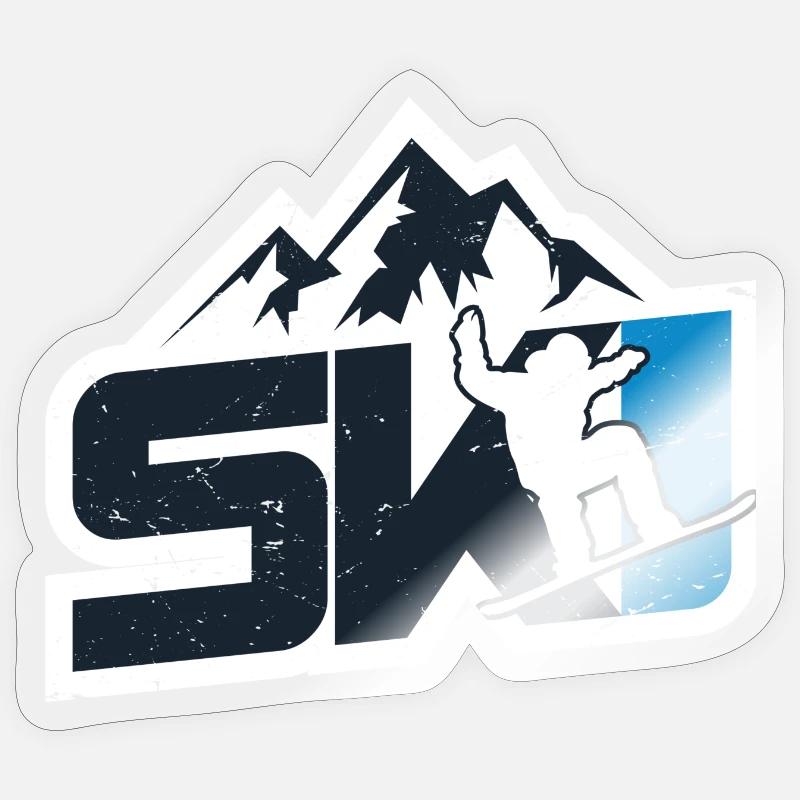 Conception de logo de ski de snowboarder de montagne Sticker taille S (10 x 10 cm)