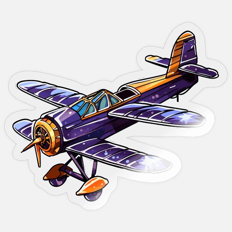 Propellerflugzeug Comic Look Sticker Größe S (10 x 10 cm)