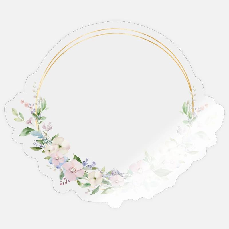 Spring Wreath - Personalizable - Sticker size S (10 x 10 cm) - transparent glossy