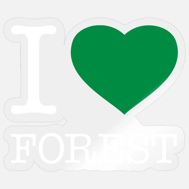 I LOVE FOREST - Sticker Größe S (10 x 10 cm) - Transparent glänzend