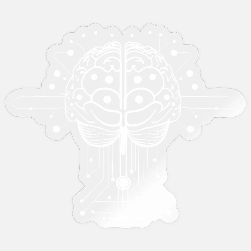 Brain AI - Sticker Größe S (10 x 10 cm) - Transparent glänzend