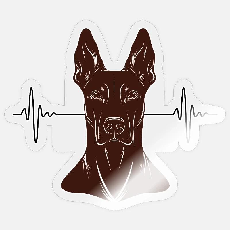Dobermann Herzschlag – Rust Look - Sticker Größe S (10 x 10 cm) - Transparent glänzend