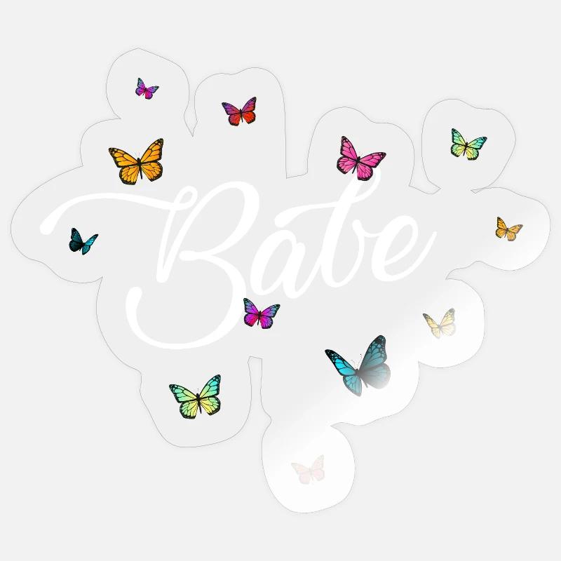 Babe butterfly pattern on dark background Sticker size S (10 x 10 cm)