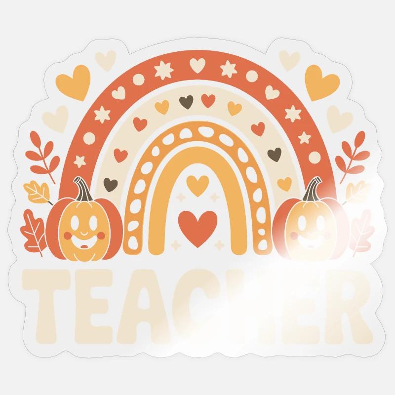 Herbstlicher Lehrer Regenbogen Sticker Größe S (10 x 10 cm)