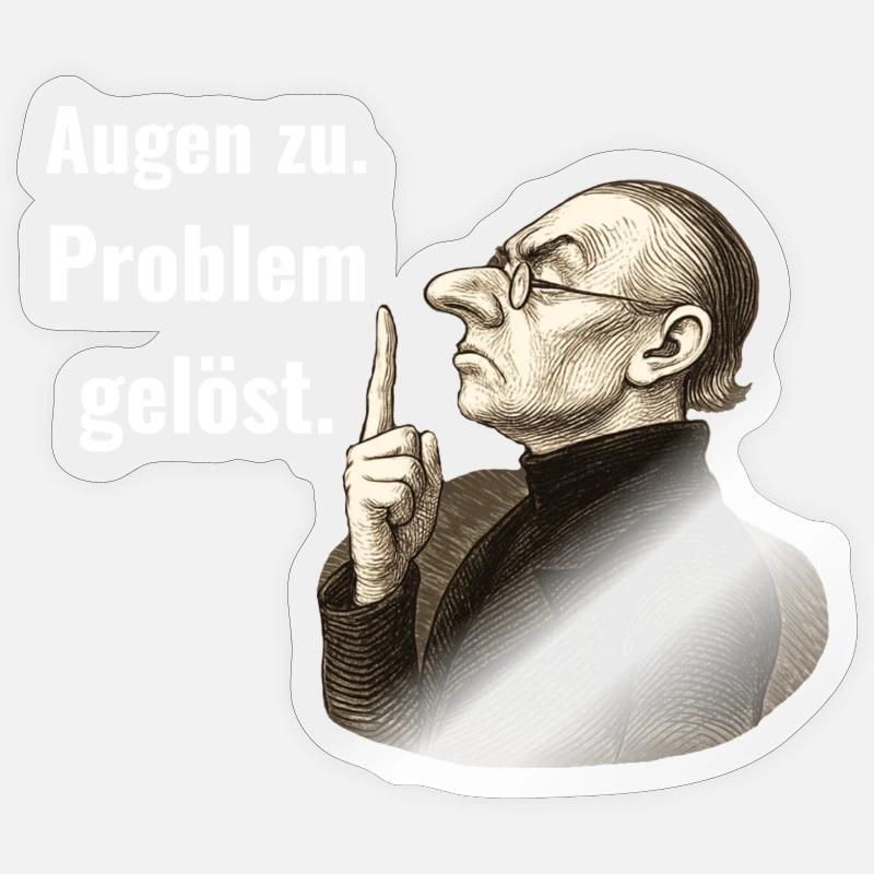 Close your eyes – problem solved. - Sticker size S (10 x 10 cm) - transparent glossy