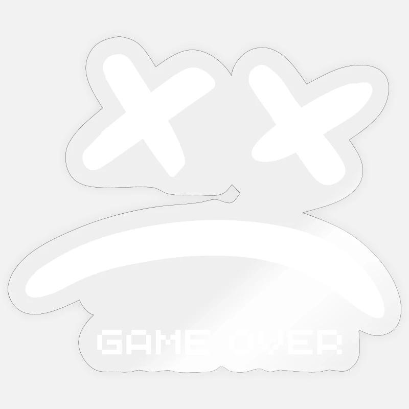 Game Over sans sourire blanc - Sticker taille S (10 x 10 cm) - brillant transparent