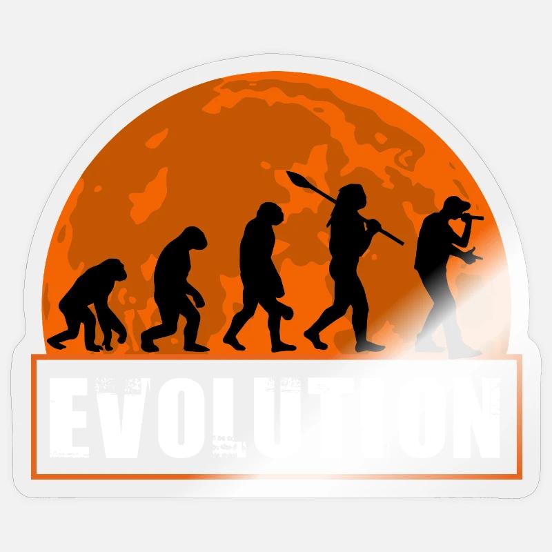 Lustiger Rapper der menschlichen Evolution Sticker Größe S (10 x 10 cm)