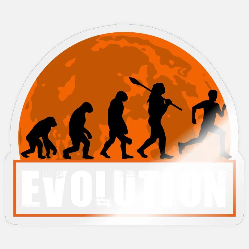 Running Man Evolution Funny Runner Tee Marathon Sticker size S (10 x 10 cm)