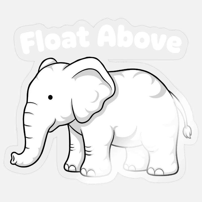 Float Above Elephant - Sticker Größe S (10 x 10 cm) - Transparent glänzend