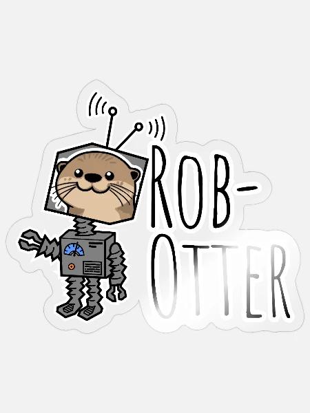 Rob-Otter - Halb Otter halb Roboter Flachwitz! - Sticker Größe S (10 x 10 cm) - Transparent glänzend