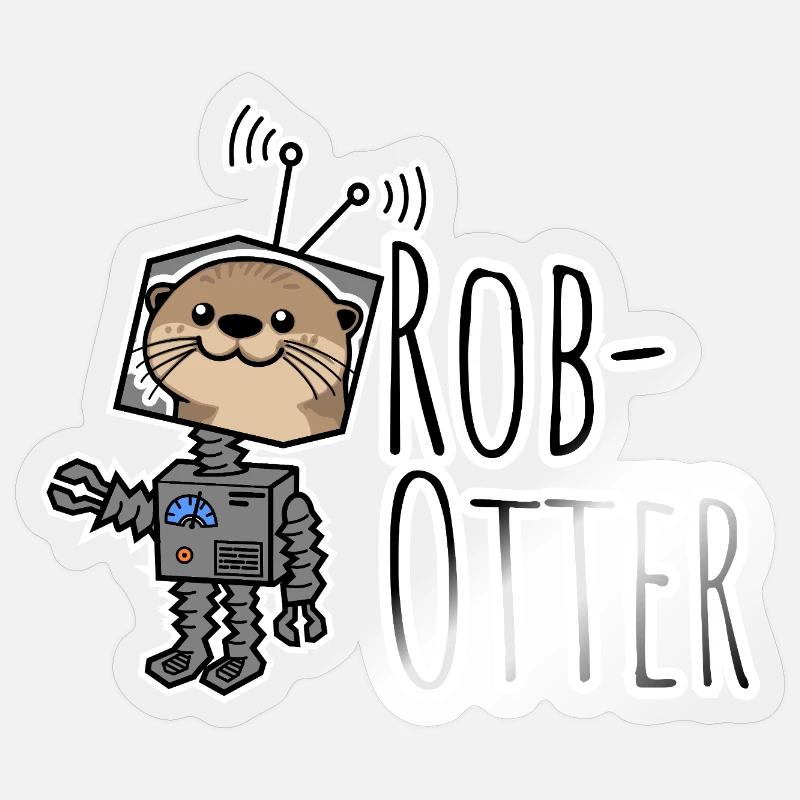 Rob-Otter - Half Otter Half Robot Flat Joke! Sticker size S (10 x 10 cm)