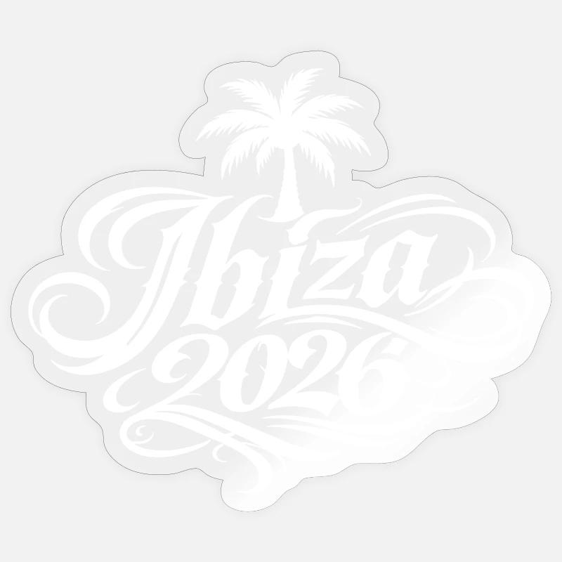 Palmier d’Ibiza 2026 - Sticker taille S (10 x 10 cm) - brillant transparent