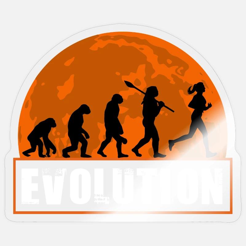 Running Evolution Running Girl Marathon Runner - Sticker Größe S (10 x 10 cm) - Transparent glänzend
