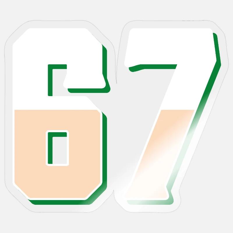 6 7 – Trendiges, minimalistisches Textdesign, Sticker Größe S (10 x 10 cm)