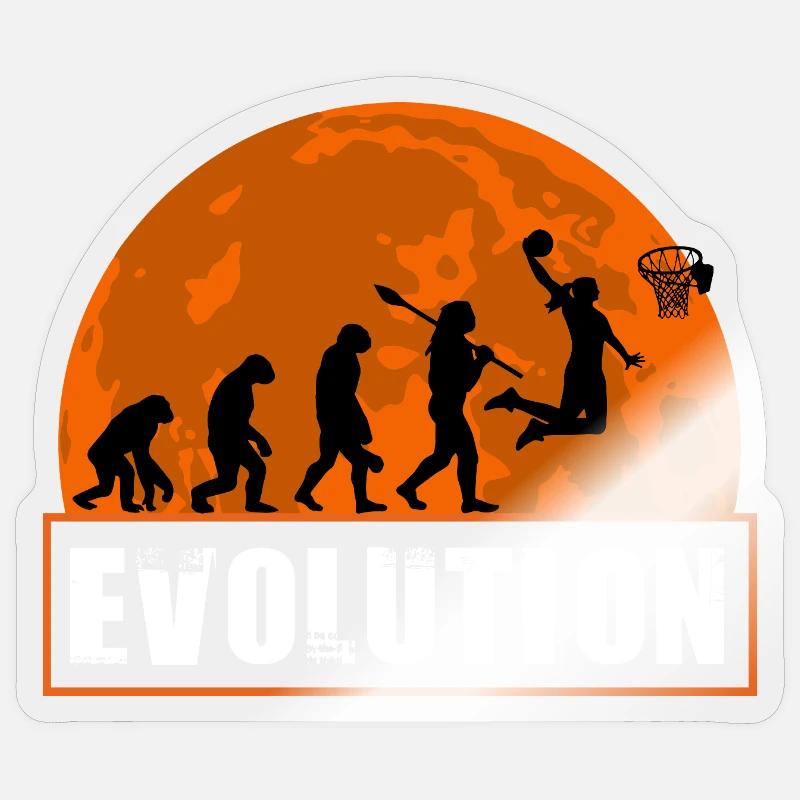 Basketball Evolution Spieler dunkt Silhouette Sticker Größe S (10 x 10 cm)