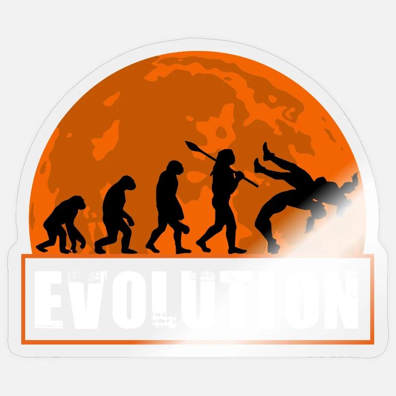 Wrestling Evolution Funny Combat Sports Grappling - Sticker size S (10 x 10 cm) - transparent glossy
