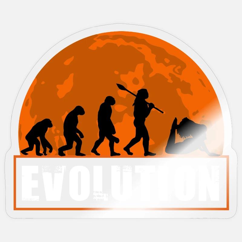 Yoga Evolution Silhouette Sunset Retro Sticker taille S (10 x 10 cm)