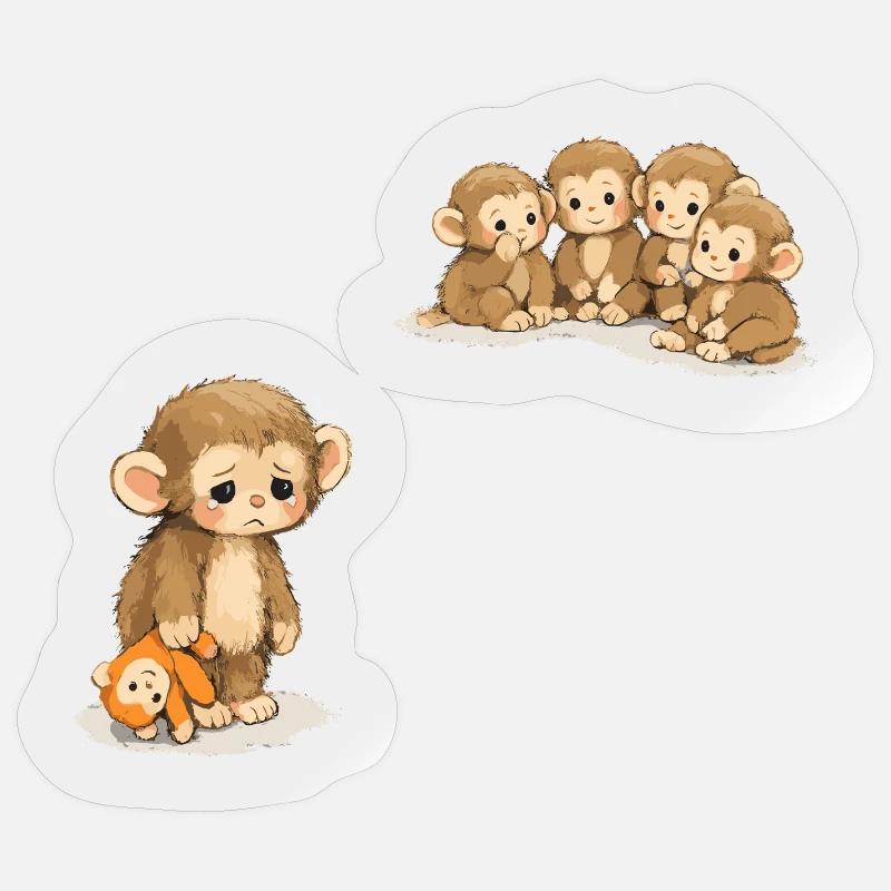 Baby Monkey Punch - Viral Sad Monkey Sticker Größe S (10 x 10 cm)
