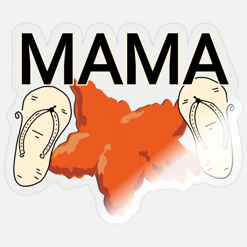 Maman sur la plage - Sticker taille S (10 x 10 cm) - brillant transparent