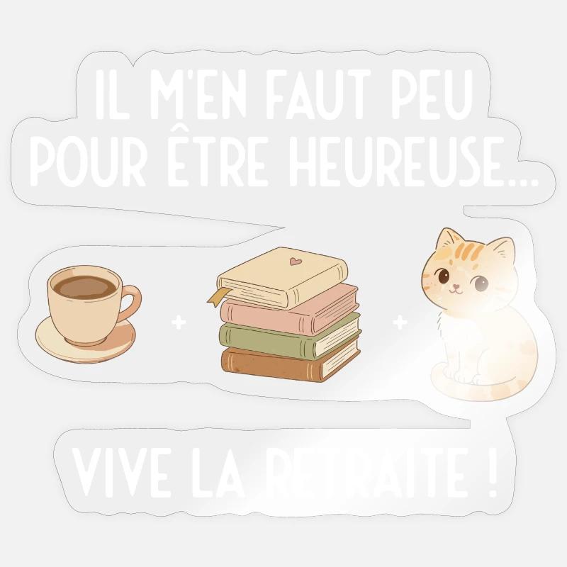 Douce Retraite (texte blanc) - Sticker taille S (10 x 10 cm) - brillant transparent