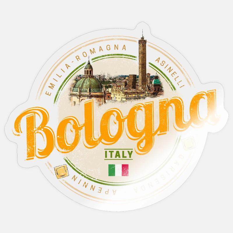 Bologna Emilia-Romagna with Pasta Italy Souvenir Sticker size S (10 x 10 cm)