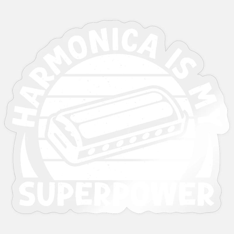 Harmonica Musican Is My Superpower Harmonica Sticker size S (10 x 10 cm)