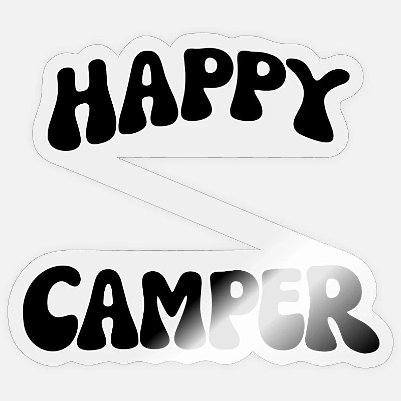 Lettrage de camping joyeux - Sticker taille S (10 x 10 cm) - brillant transparent