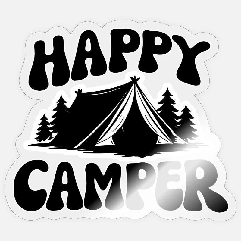 Graphique de tente campeuse joyeuse - Sticker taille S (10 x 10 cm) - brillant transparent