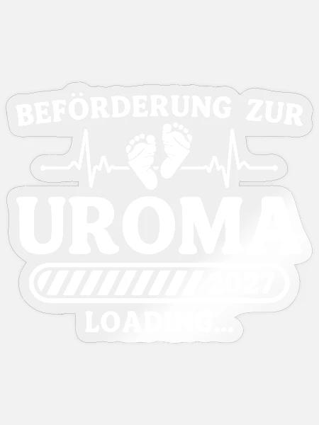 Uroma 2027 Loading – Baby Ankündigung Geschenk - Sticker Größe S (10 x 10 cm) - Transparent glänzend