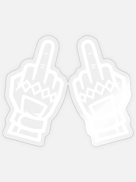 Zwei Mittelfinger Handschuhe Weiß Symbol - Sticker Größe S (10 x 10 cm) - Transparent glänzend