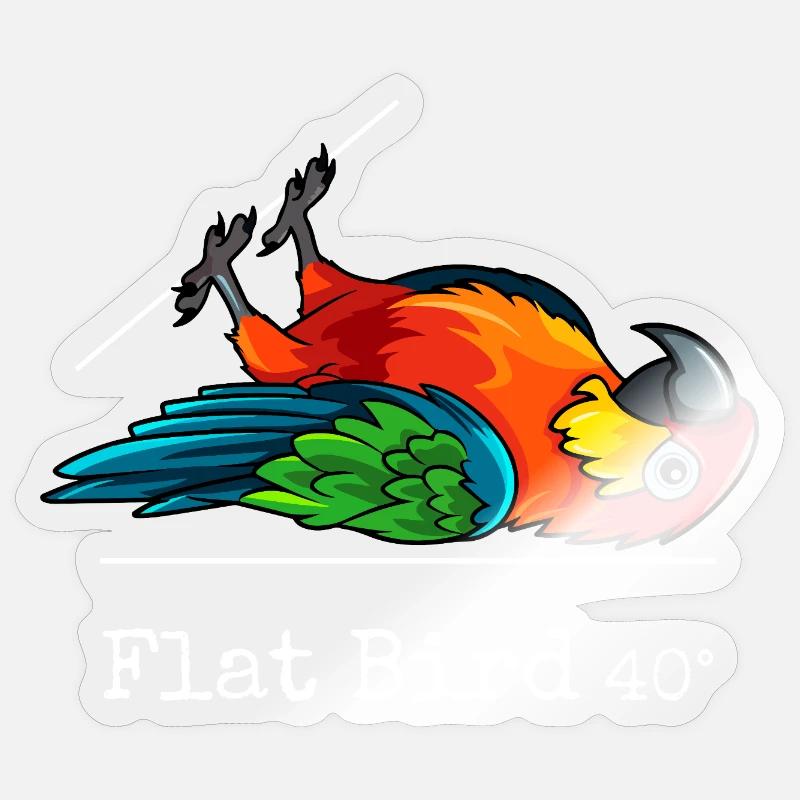 Flat Bird à 40 degrés - Sticker taille S (10 x 10 cm) - brillant transparent