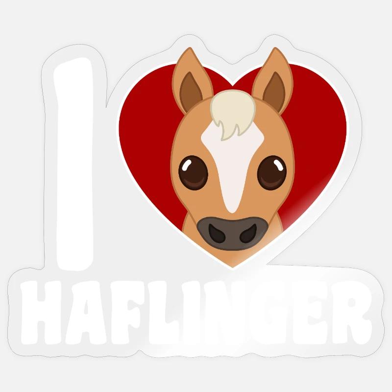J’adore le cœur Haflinger - Sticker taille S (10 x 10 cm) - brillant transparent
