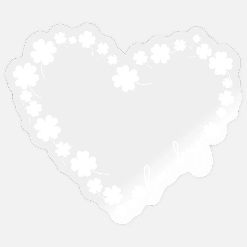 Clover Herz des Glücks - Sticker Größe S (10 x 10 cm) - Transparent glänzend