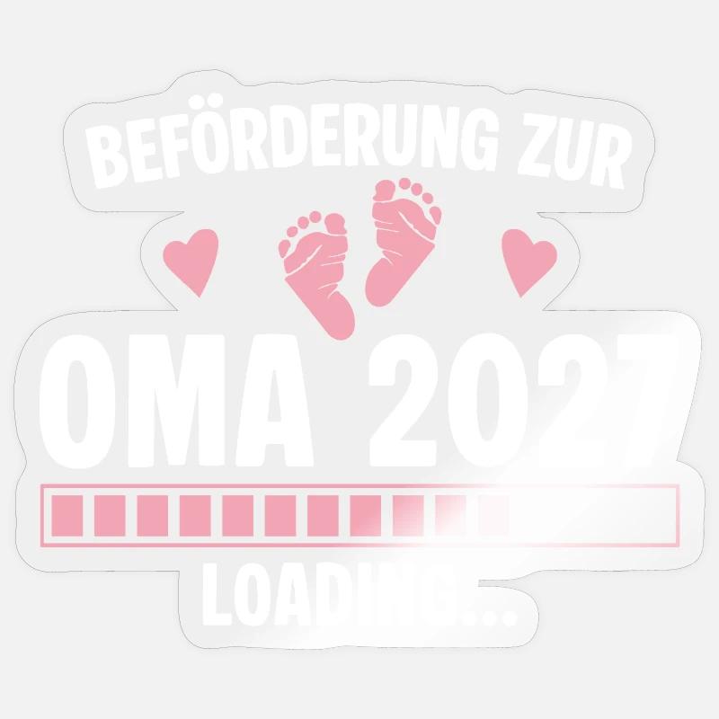 Beförderung zur Oma 2027 - Loading Nachwuchs - Sticker Größe S (10 x 10 cm) - Transparent glänzend