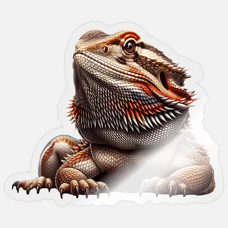 Dragon barbu - Sticker taille S (10 x 10 cm) - brillant transparent