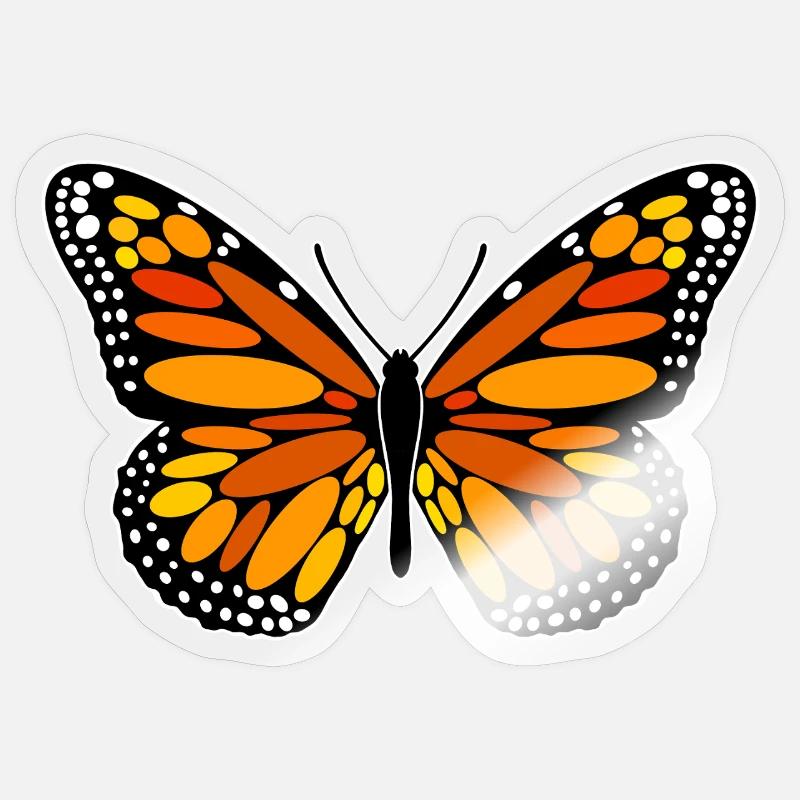 Papillon monarque - Sticker taille S (10 x 10 cm) - brillant transparent
