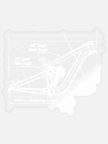 MTB Blueprint: Full-Suspension Rahmen Tech - Sticker Größe S (10 x 10 cm) - Transparent glänzend