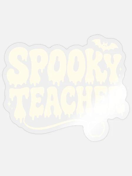 Halloween-Lehrer: Gruseliges Retro - Sticker Größe S (10 x 10 cm) - Transparent glänzend
