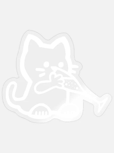 Thirsty Kitten (Weiß) - Sticker Größe S (10 x 10 cm) - Transparent glänzend