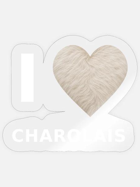 I Love Charolais Fellherz - Sticker Größe S (10 x 10 cm) - Transparent glänzend