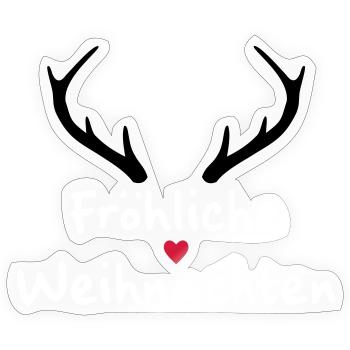Fröhliche Weihnachten Fest der Liebe Herz Geweih - Sticker Größe S (10 x 10 cm) - Transparent glänzend - Vorne