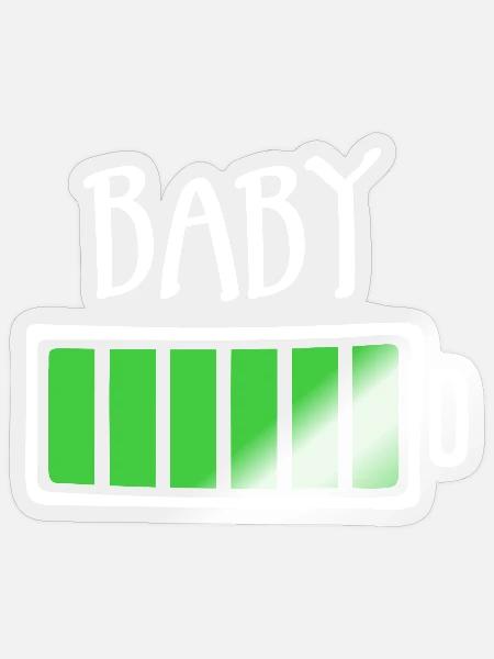 Aus Batterien - Baby (dunkel) - Sticker Größe S (10 x 10 cm) - Transparent glänzend