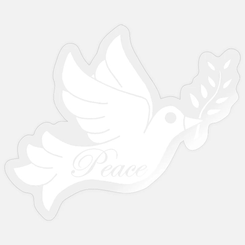 Oiseau blanc de la paix - Sticker taille S (10 x 10 cm) - brillant transparent