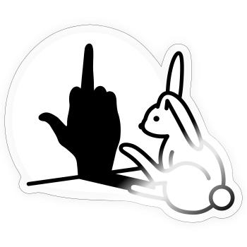 Kaninchen Schatten Hand FUCK OFF Mittelfinger Hase - Sticker Größe S (10 x 10 cm) - Transparent glänzend - Vorne