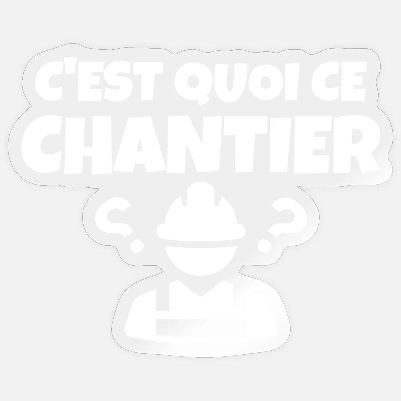 chantier, chef de chantier, construction - Sticker taille S (10 x 10 cm) - brillant transparent