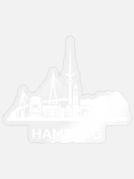 Hamburg, weiß - Sticker Größe S (10 x 10 cm) - Transparent glänzend