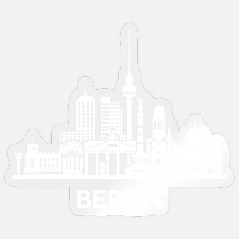 Berlin, weiß. Erweiterte Version - Sticker Größe S (10 x 10 cm) - Transparent glänzend
