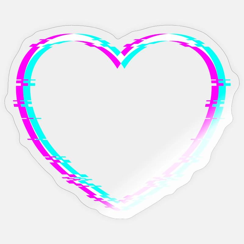 Heart | With cool digital distortion effect Sticker size S (10 x 10 cm)