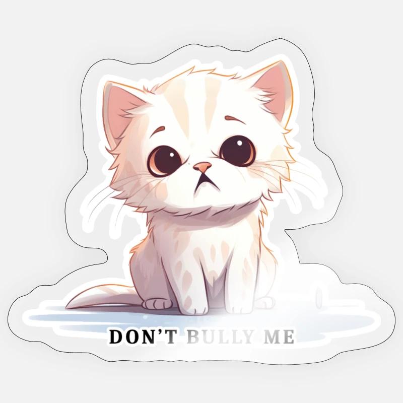 Don’t Bully Me - Chat mignon avec message Sticker taille S (10 x 10 cm)